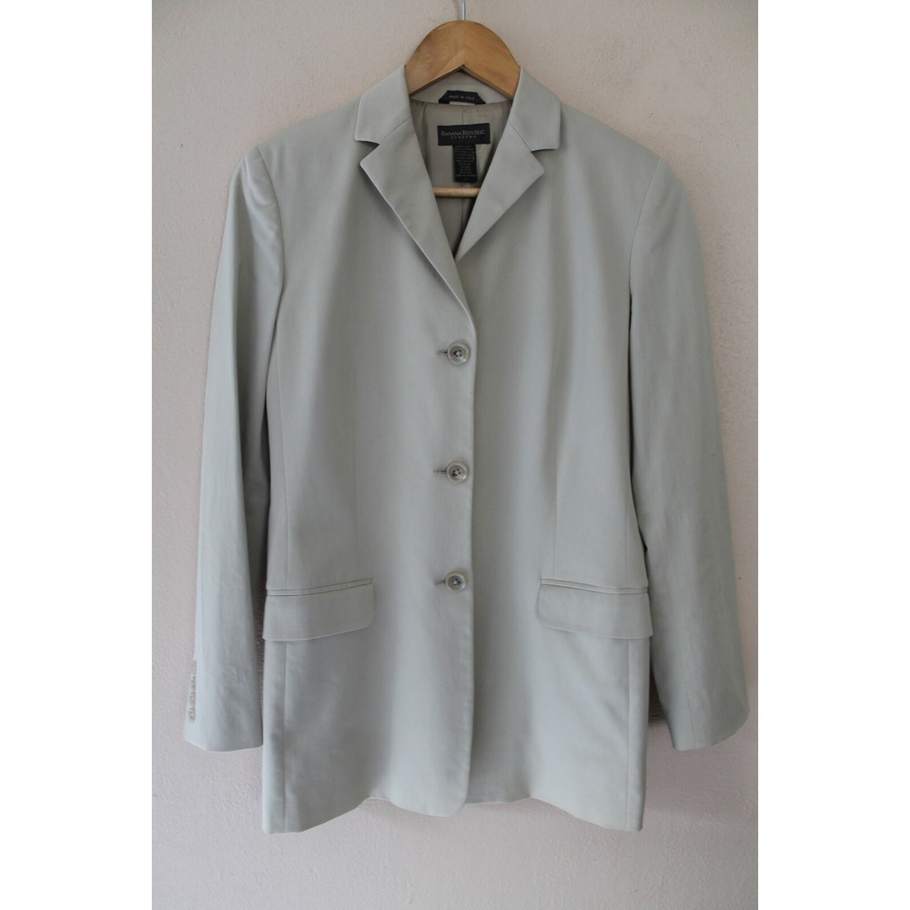 Banana Republic Womens Tan Blazer 3 Button Jacket sz 4 Made In Italy Nice